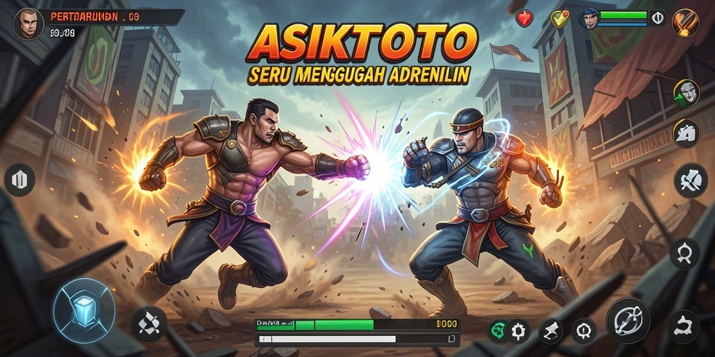 Gameplay ASIKTOTO menampilkan pertarungan karakter yang sangat dinamis.