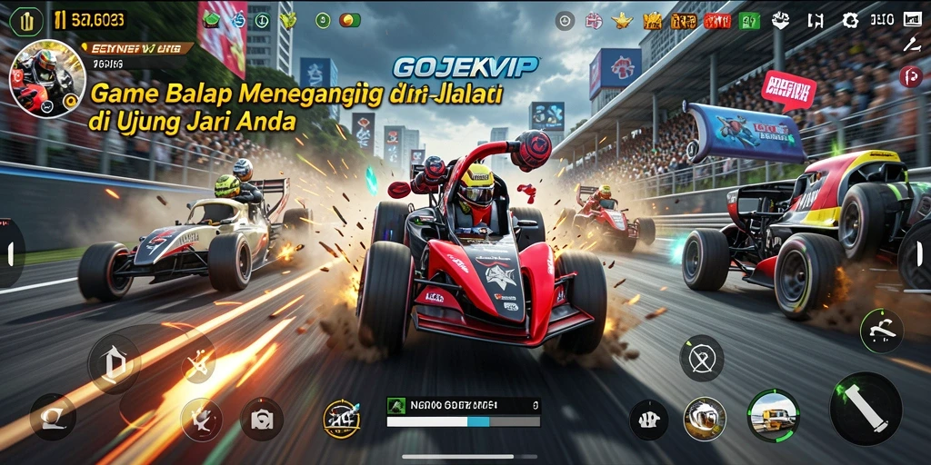 Gameplay balap yang seru dan menegangkan di GOJEKVIP.