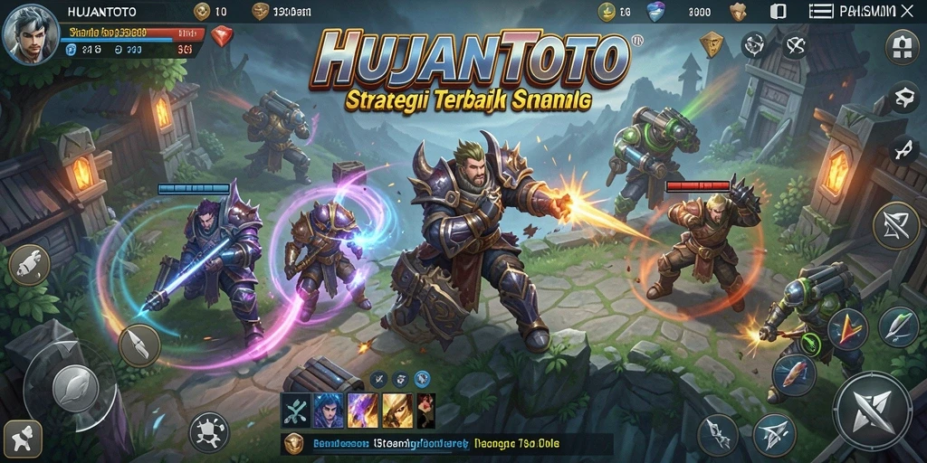 Screenshot gameplay HUJANTOTO menampilkan strategi yang mendramatisasi pertempuran.