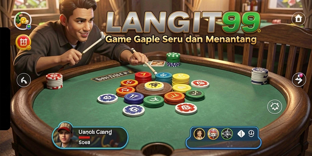 Tampilan permainan Gaple seru di LANGIT99 dengan grafis menarik.