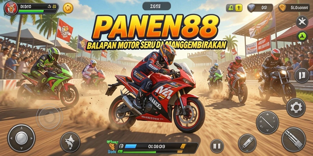 Tampilan permainan balap motor yang seru di PANEN88.