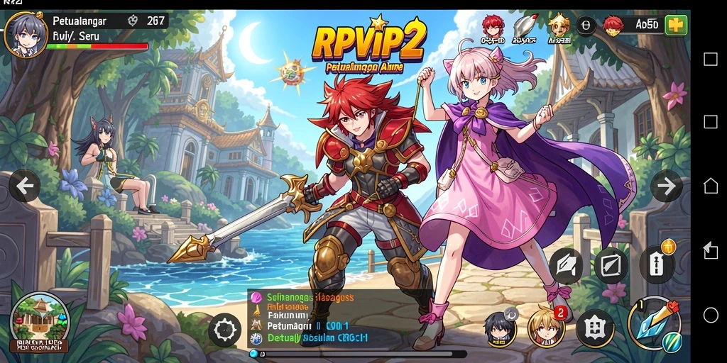 Gameplay RPVIP2 yang seru dengan karakter anime yang menarik.