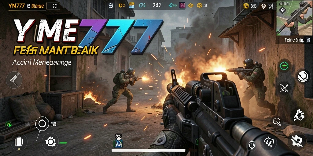 Tampilan gameplay seru dari YN777 dalam pertempuran FPS.